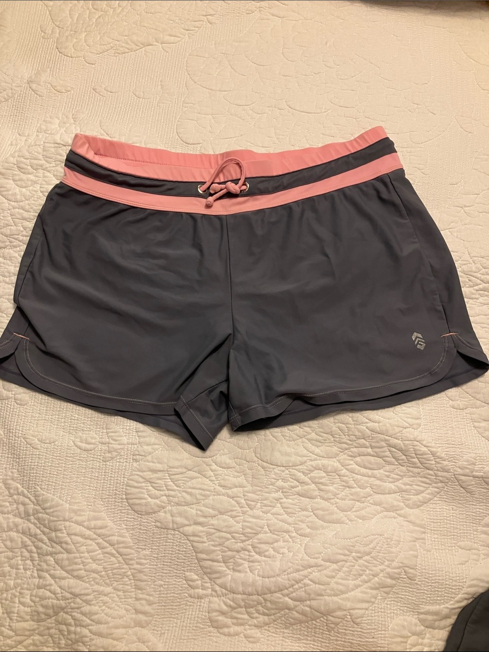 Free Country Gray Athletic Shorts with Pink Waistband